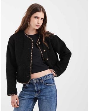 ONLY Chaqueta Borg Reversible En Y Leopardo - Negro