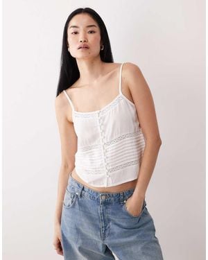 Wednesday's Girl Lace Button Detail Cami Top - White