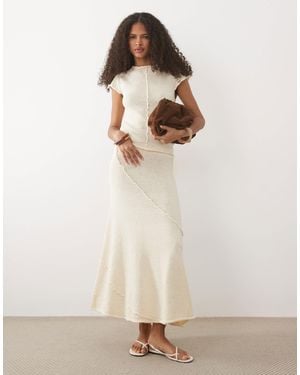 Mango Aitana Textured Midi Skirt Co-ord - Natural