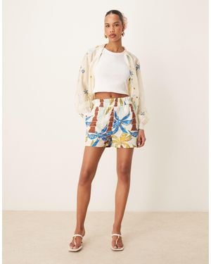 Never Fully Dressed Palm Print Shorts Co-Ord - Natural