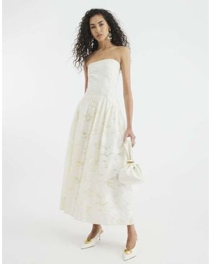 River Island Sleeveless Bandeau Midi Dress - Natural