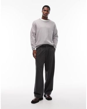 Jack & Jones Tailored Trousers With Front Pleat - Grey