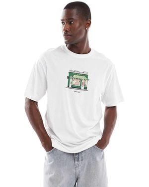 Only & Sons Oversized T-shirt With Shop Print - White