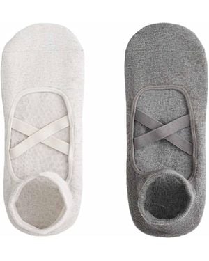 Oysho 2 paar sneaker-socken aus baumwollmix mit überkreuzten trägern für yoga und pilates - Grau