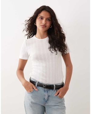 Jdy Camiseta Blanca De Punto Pointelle - Blanco