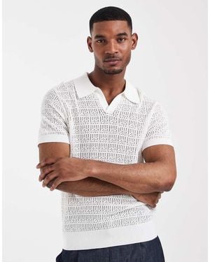 South Beach Crochet Polo - White