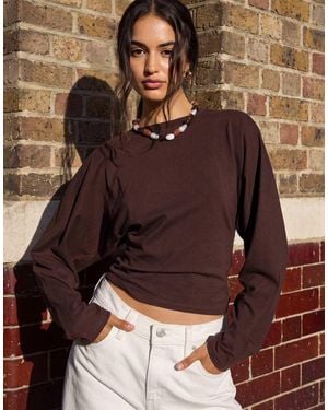 Cotton On Blair Top Met Vleermuismouwen En Lange Mouwen - Bruin