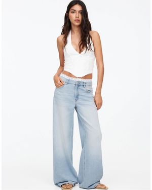 Pull&Bear Jean coupe baggy bordé - Bleu