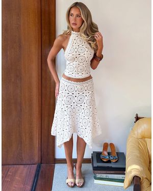 Tiger Mist X Em Venz Synthia Crochet Midi Skirt - Brown
