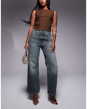 River Island Jeans Dritti Comodi Lavaggio Scuro - Blu