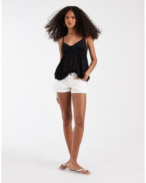 Hollister Ultra Low Rise Denim Shortie Shorts - White
