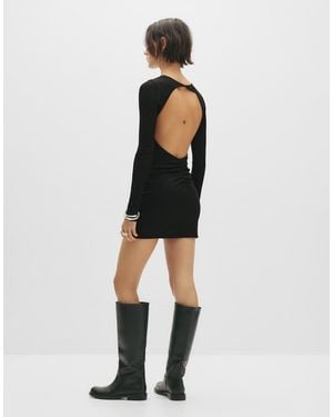 Pull&Bear Short Shimmery Dress With Open Back - Black