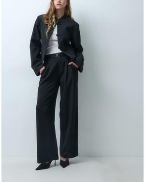 Jdy Belt Detail Wide Leg Pants - Black