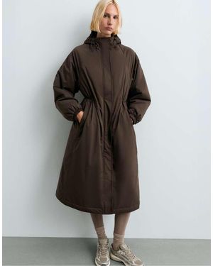 Oysho 10K Thindown Waterproof Super Extra-Light Long Padded Jacket - Brown