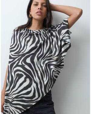 ASOS Cape-top mit schulterpolstern im zebra-print - Grau