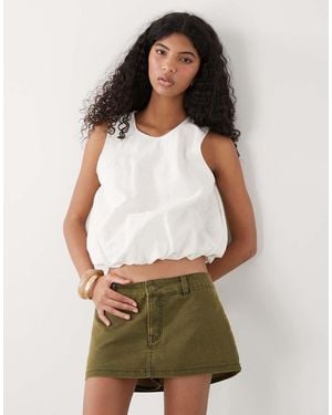 Monki Linen Blend Bubble Top - Green
