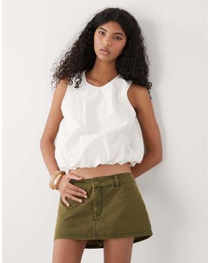 Monki Linen Bubble Top - Green