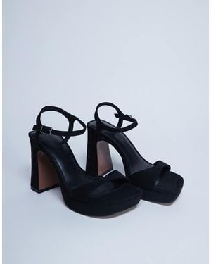 TOPSHOP Sandalias Negras De Tacón Con Plataforma Gruesa Faye De - Azul