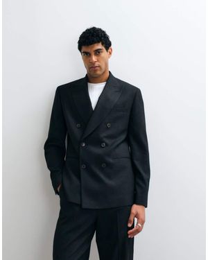ASOS Americana De Traje Regular De Doble Botonadura En Con Estampado De Pata De Gallo - Azul