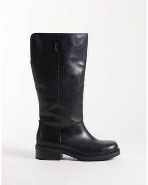 Vagabond Shoemakers Karlie Botas Planas Hasta La Rodilla Con Forro Cálido De Cuero - Negro