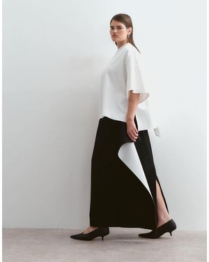 ARRANGE Curve Tailored Midi Skirt With Contrast Drape Detail - White