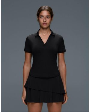 Oysho Comfortlux Short Sleeve Piping Polo Shirt - Black