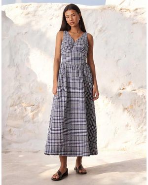 ASOS Waisted V Neck Maxi Dress With Seaming Details - Multicolour
