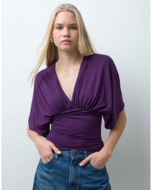 ASOS Supersoftes oberteil mit tiefem ausschnitt und fledermausärmeln - Lila