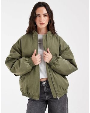 ASOS Oversized Bubble Hem Bomber Jacket - Green