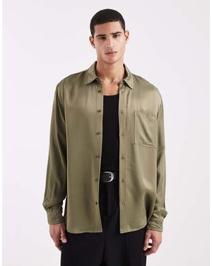 ASOS Relaxed Satin Shirt - Green