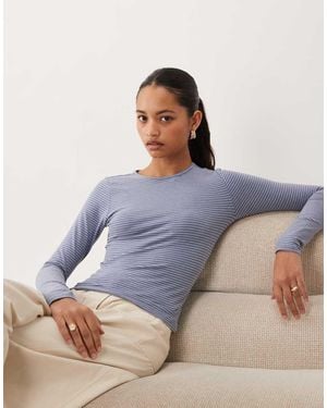 Cotton On Maglia A Maniche Lunghe Liscia Per Tutti I Giorni - Blu