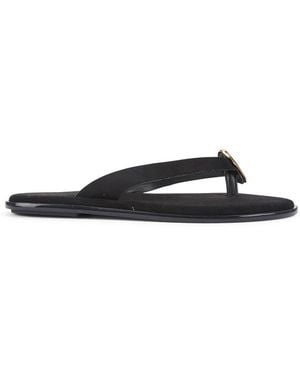 SEQWL Flat Flip-Flops Thong Sandals With Disc Hardware Detail - Blue