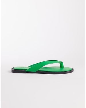ASOS Fenna Premium Leather Flip Flops - Green
