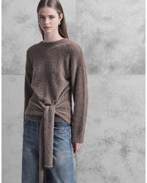 Pretty Lavish Jersey Con Lazada En La Cintura De Punto Mullido De - Gris