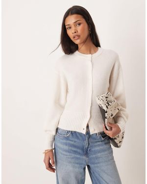 Gina Tricot Alpaca And Wool Short Knit Cardigan - Natural