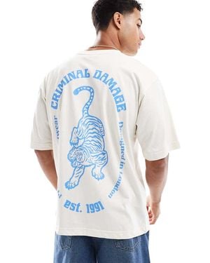 Criminal Damage Tiger Label T-Shirt - Blue