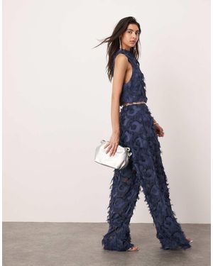 ASOS Textured Wide Leg Trouser Co-ord - Blue