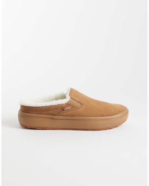 Vans Mules à plateforme en sherpa clair - Blanc