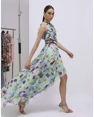 River Island Floral Sleeveless Midi Dress - Blue
