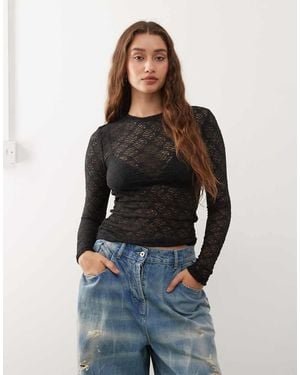 Noisy May Long Sleeve Lace Top - Blue