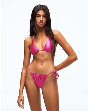 Bershka Satin Bikini Briefs - Red