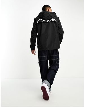 Calvin Klein Lightweight Hooded Windbreaker With Back Logo - Black
