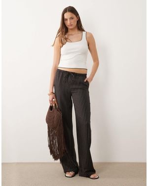 JDY Tall Pantalon ample à rayures - Blanc