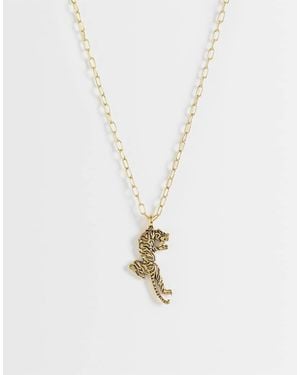 Ed Hardy Tiger Shape Pendant Necklace - White
