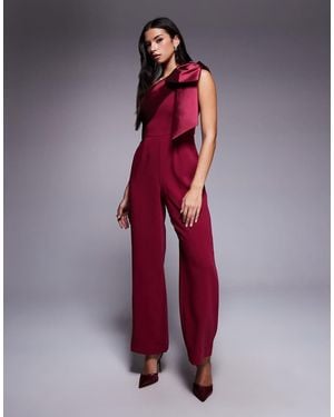 Forever New One Shoulder Bow Jumpsuit - Red