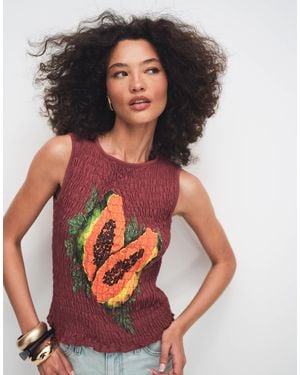 ASOS Shirred Vest With Papaya Graphic - Brown