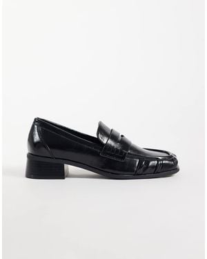 ASOS Marisol Mocasines De Tacón Negros Con Puntera Redonda Y Fruncido