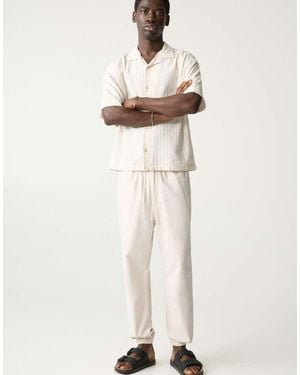 Pull&Bear Textured Weave jogger Trousers - Natural
