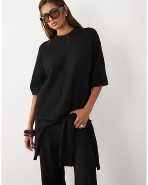 ASOS Crew Neck T Shirt With Wool Co-Ord - Black