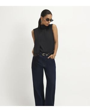 River Island Petite Relaxed Straight Leg Jeans - Blue